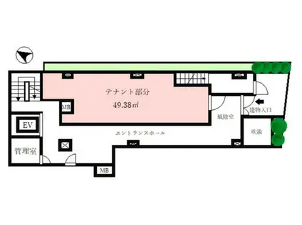 CREALPREMIER赤坂 (ワンルーム/1階)の間取り写真