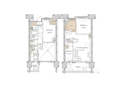 ブランシエスタ新丸子リバーフロ(2LDK/5階)の間取り写真