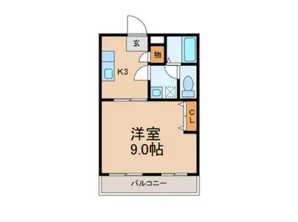 ベルサイドヒルズK(1K/2階)の間取り写真