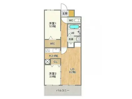 コンダクトレジデンスHANAMINOSATO(2LDK/3階)の間取り写真