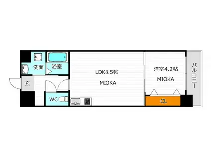 グランパシフィック帝塚山INNOVATION(1LDK/10階)の間取り写真