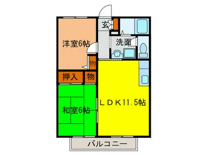 ガルテン・ハイム(2LDK/2階)の間取り写真