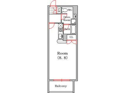 アスリート本町西(1K/1階)の間取り写真