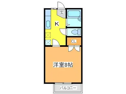 プラネット寺家 F(1K/1階)の間取り写真