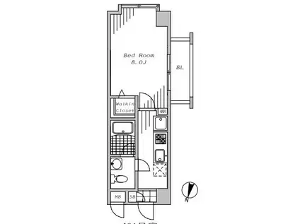 ウィステリア仙川II(1K/2階)の間取り写真