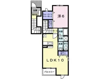 クラールニッチA(1LDK/2階)の間取り写真