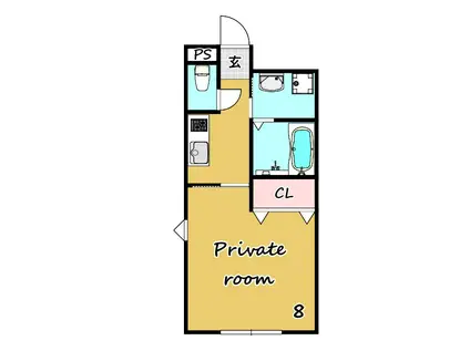 ラヴィエール(1K/1階)の間取り写真