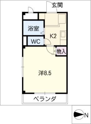 グレイスコート樹木(1K/3階)の間取り写真