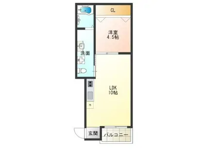 フレイランス中加賀屋(1LDK/3階)の間取り写真