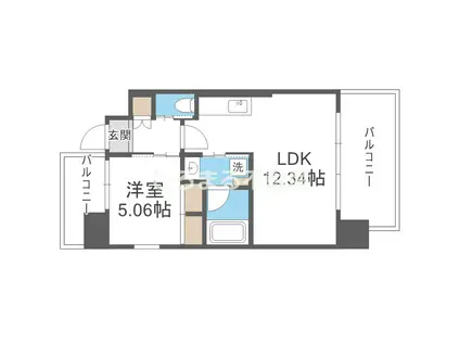 プレジオ阿波座(1LDK/13階)の間取り写真