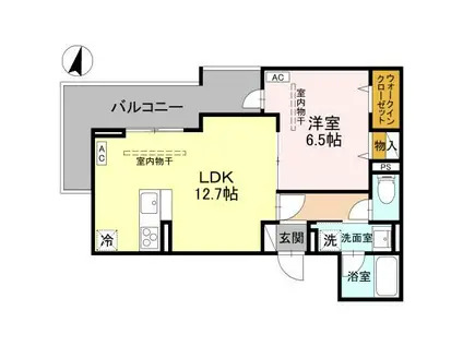 TORISIAS ゆいの杜6丁目 B棟(1LDK/2階)の間取り写真
