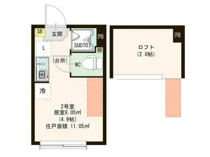 ラメット千歳烏山(ワンルーム/2階)の間取り写真