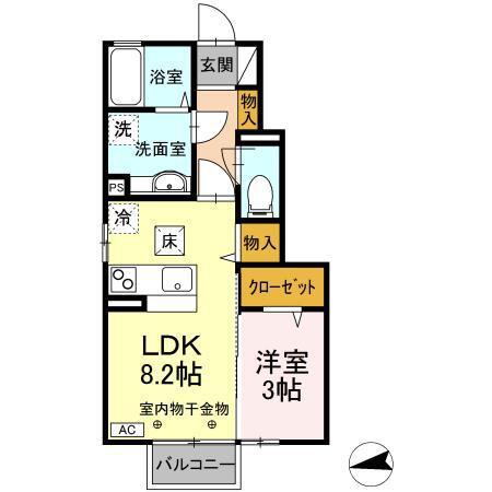 プランドール(1LDK/1階)の間取り写真