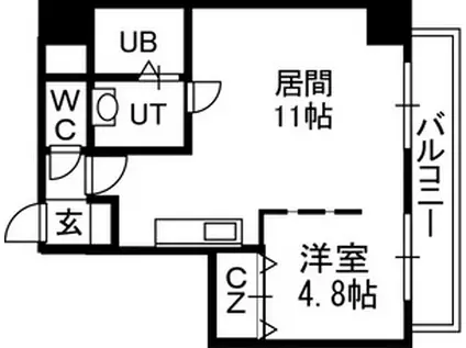 セルベッサ札幌レジデンス(1LDK/9階)の間取り写真