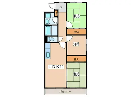 EYE STAGE山鼻(3LDK/2階)の間取り写真