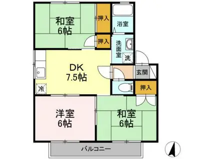セジュールえびすA(3DK/2階)の間取り写真