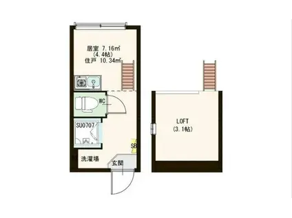 STAGE高田馬場(ワンルーム/2階)の間取り写真