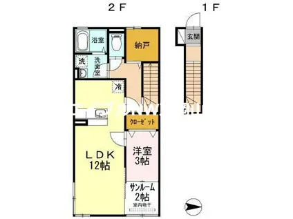LIGHTHOUSE(1LDK/2階)の間取り写真