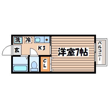 カラントアン(1K/1階)の間取り写真