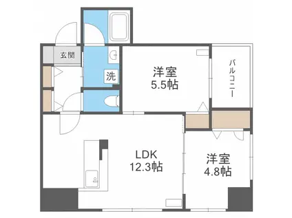 パルティーレ創成イースト(2LDK/7階)の間取り写真