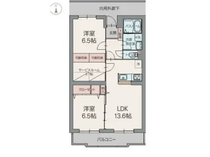 パラッツォ トガリーゼ(2SLDK/5階)の間取り写真