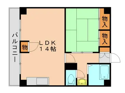 東福岡ビル(1LDK/7階)の間取り写真