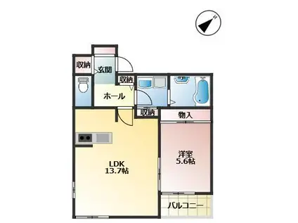 WISDOM(1LDK/1階)の間取り写真