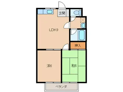 グリーンフル光(2LDK/2階)の間取り写真