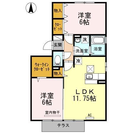 ロアジス(2LDK/1階)の間取り写真