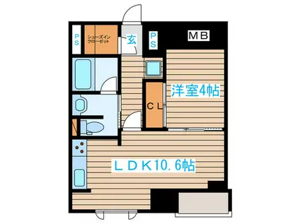第二桃李園ビル(1LDK/5階)の間取り写真