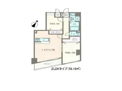 アンシャンテ(2LDK/4階)の間取り写真