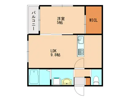 BRAVE BASE 東徳前(1LDK/1階)の間取り写真