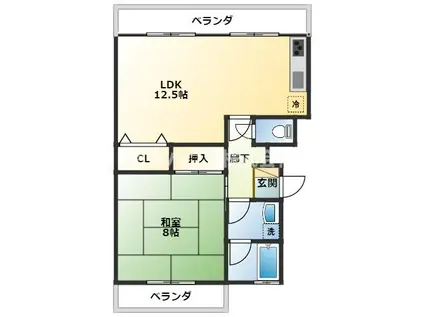 メゾンアリダ(1LDK/1階)の間取り写真
