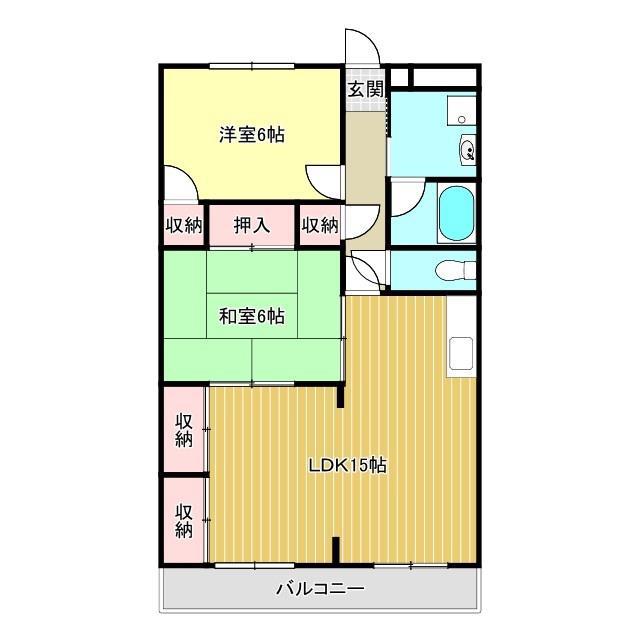 グランドール高城 C(2LDK/3階)の間取り写真