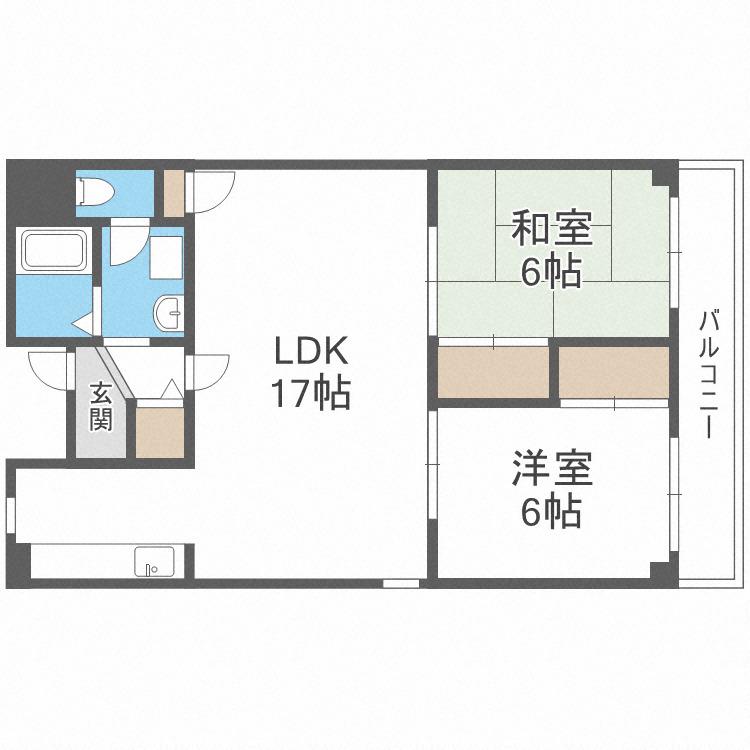 ピュア別府(2LDK/3階)の間取り写真