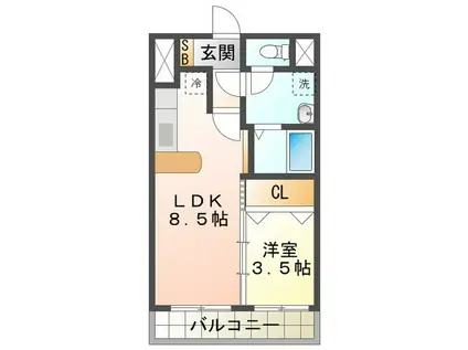 グレイス(1LDK/3階)の間取り写真