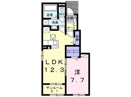 メゾンリヴィエール4(1LDK/1階)の間取り写真
