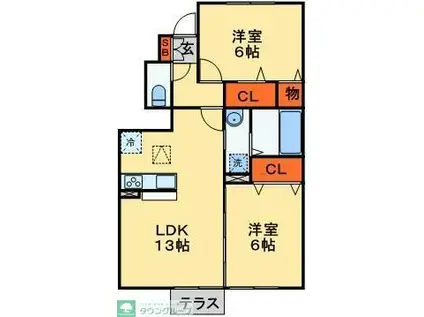 アルコバレーノ(2LDK/1階)の間取り写真