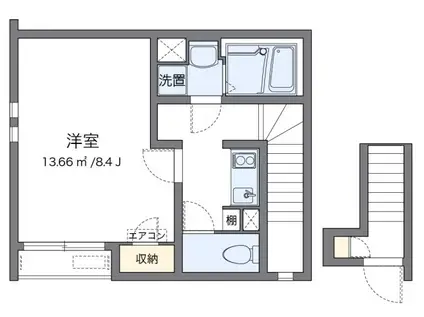 クレイノエクセルハジメII(1K/2階)の間取り写真