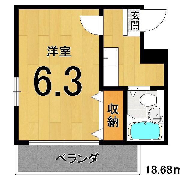 ネオボナール華(1K/3階)の間取り写真