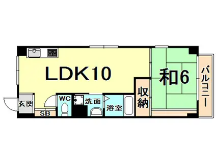 バレル甲子園(1LDK/4階)の間取り写真