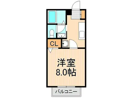 グランビア(1K/1階)の間取り写真