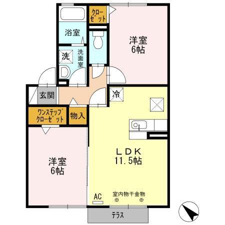 春夏秋冬 夏(2LDK/1階)の間取り写真
