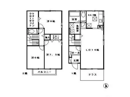 ソリアートレジデンスE(3LDK/1階)の間取り写真
