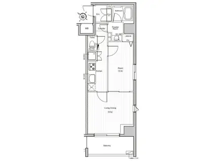 PREMIUM CUBE日本橋浜町(1LDK/2階)の間取り写真