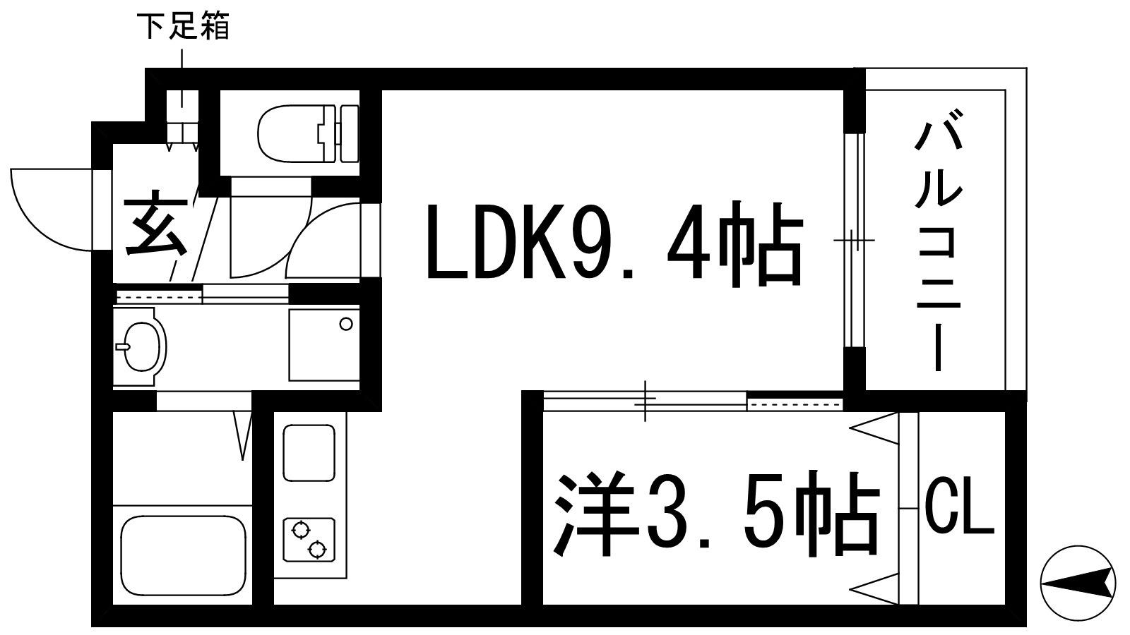 シエーナ川西中央3(1LDK/3階)の間取り写真