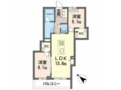 アルフラット サクラ(2LDK/3階)の間取り写真