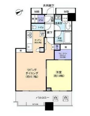 芝浦アイランド ケープタワー(1LDK/4階)の間取り写真