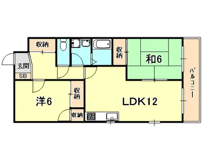バンヴェール芦屋(2LDK/3階)の間取り写真