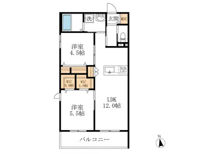 ヘーベルメゾンわびすけ(2LDK/3階)の間取り写真